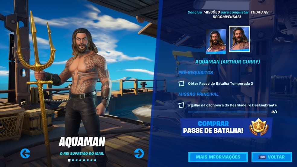 Como conseguir a skin de Aquaman em Fortnite; Veja as dicas Como conseguir a skin de Aquaman em Fortnite; Veja as dicas