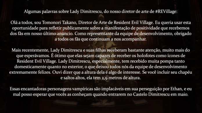 Resident Evil: Village | Altura oficial da vilã Lady Dimitrescu é revelada Resident Evil: Village | Altura oficial da vilã Lady Dimitrescu é revelada