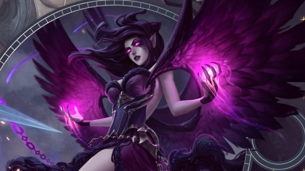 Splash art da campeã Morgana, a Caída, do League of Legends