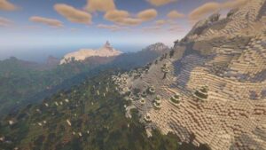 Divisão entre os biomas montanha de neve e floresta