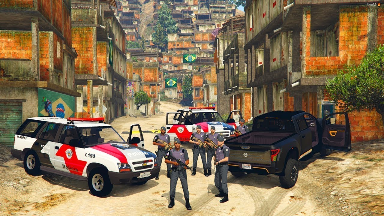 O que é PD no GTA RP? Entenda a gíria do jogo Foto de jogadores policiais na favela do GTA RP. (Divulgação / Internet)