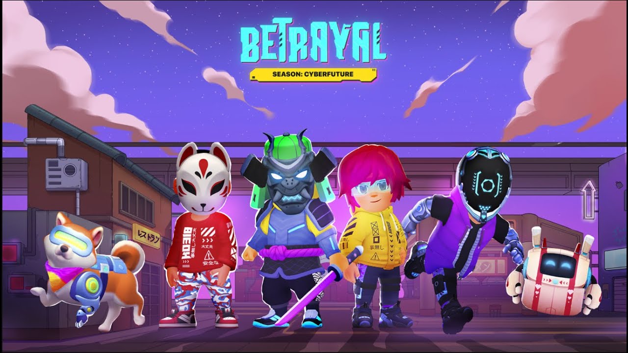 10 Jogos Parecidos com Among Us: Para PC, celular e consoles Imagem de lançamento da temporada "Cyberfuture" de Betrayal.io.