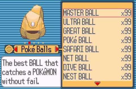 Todos os Cheats de Pokémon Sapphire Cheats de Pokémon Sapphire: Pokéballs. (Divulgação / Internet)