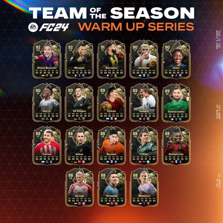 EA FC 24: Confira os Warm Ups do Team of the Season Jogadores da promoção Warm Ups 1 TOTS de EA SPORTS FC 24