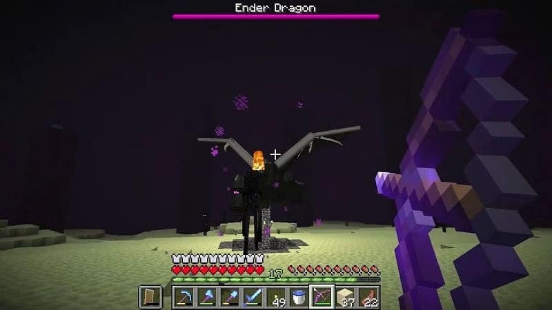 É possível derrotar facilmente o Dragão do Fim (Ender Dragon) com um arco no Minecraft.